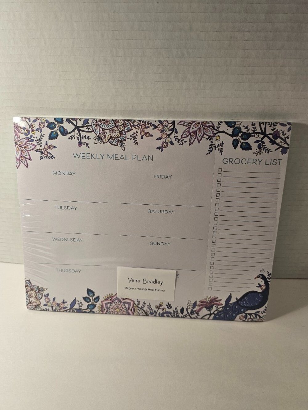 Vera Bradley Magnetic Weekly Meal Planner Peacock Garden Desk Pad Stationery